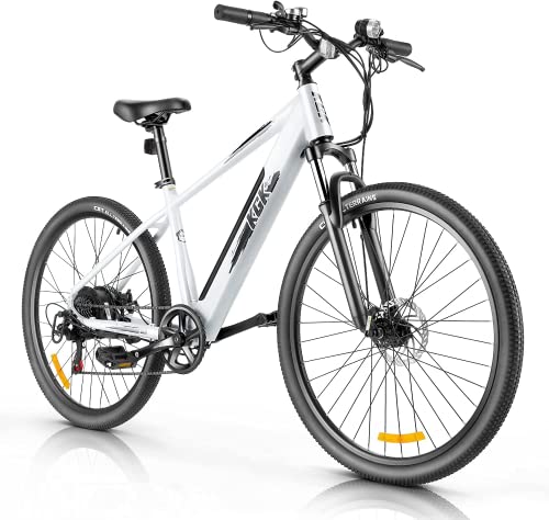WOOKRAYS Electric Bike for Adults, 27.5” Electric Mountain Bike, 20MPH Electric Bicycle Commuter Cruiser, 36V/10.4AH Removable Battery, Suspension Fork, Professional 7 Speed E-Bike