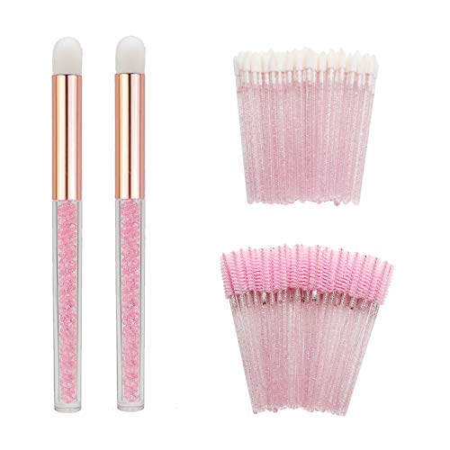 102 Pcs Glitter Disposable Makeup Applicators,Pink Lash Shampoo Brushes,Disposable Mascara Wand,Eyelash Cleansing Brushes Disposable Lip Wand (Pink)