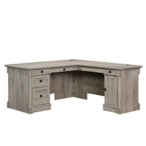 Sauder Palladia L-Shaped Desk, L: 68.74″ x W: 65.12″ x H: 29.61″, Split Oak finish