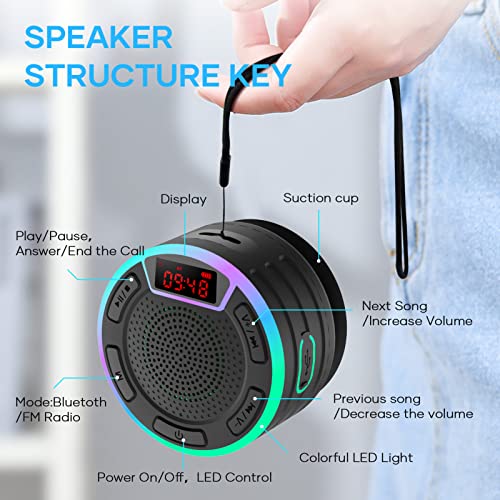 DUOTEN IPX7 Waterproof Speaker, Portable Bluetooth 5.0 Wireless Speaker with Suction Cup Shower Speaker, Longer Playtime RGB Lights, 360° Surround Sound Rich Bass for Outdoors, Travel, Pool, Beach | The Storepaperoomates Retail Market - Fast Affordable Shopping