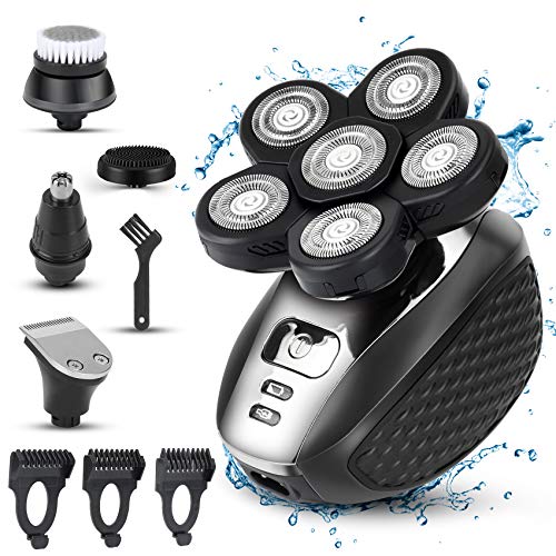 Electric Razor for Men, 5-in-1 Head Shavers for Bald Men Wet and Dry, Mens Grooming Kit, Mens Shavers Electric Cordless Rechargeable Waterproof Trimmer