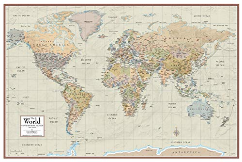 2022 Swiftmaps 24″ x 36″ World Map Contemporary Premier Wall Map Poster Mural, Laminated, Made in the USA