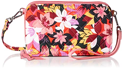 Vera Bradley One Crossbody Purse with RFID Protection, Rosa Floral-Recycled Cotton