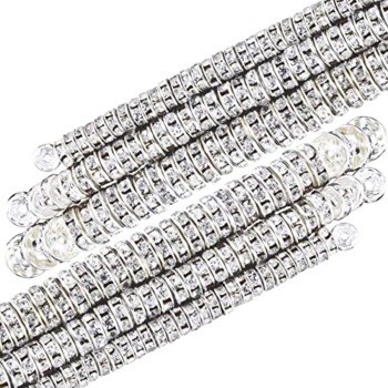 800 Pieces Round Rondelle Spacer Beads Crystal Rhinestone Loose Bead Rondelle Charm Beads 6 mm 8 mm 10 mm for Necklaces Bracelets Jewelry Making (Silver) | The Storepaperoomates Retail Market - Fast Affordable Shopping