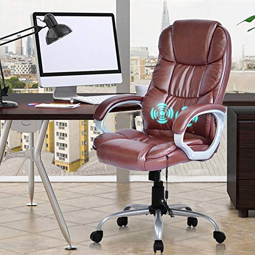 Ergonomic Home Office Chair Desk Chair Executive Chair High Back Leather Computer Chair with Arms Lumbar Support Headrest Massasge Height Adjustable Swivel Rolling Task Chair for Adult Women Men