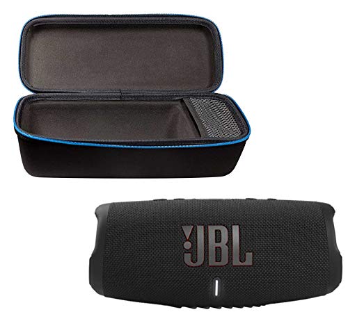 JBL Charge 5 Portable Waterproof Wireless Bluetooth Speaker Bundle with divvi! Protective Hardshell Case – Black