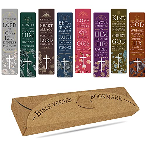 ANZON MORIES 48 Pieces Christian Scripture Bookmarks with Bible Verse Quotes & Storage Box, Inspirational Book Mark Religious Marker Christian Art Gift Bookmark for Reading Lover, Men, Women, Kids