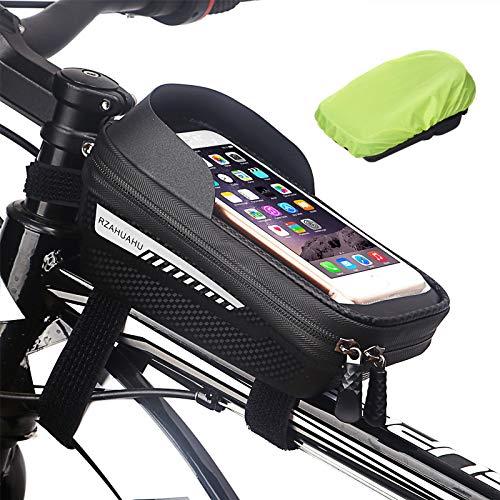 U+ UMATE PLUS Bike Bag for Front Frame Bicycle Bag Waterproof Bike Phone Mount Top Tube Bag Bike Phone Case Holder Accessories Cycling Pouch Handlebar Bag with Hard EVA & touch screen