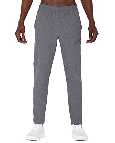 Layer 8 Men’s Joggers Woven Lightweight Athletic Gym to Work Stretch Sweatpants with Pockets and One Zip Pocket (Medium Dark Grey-Delta)
