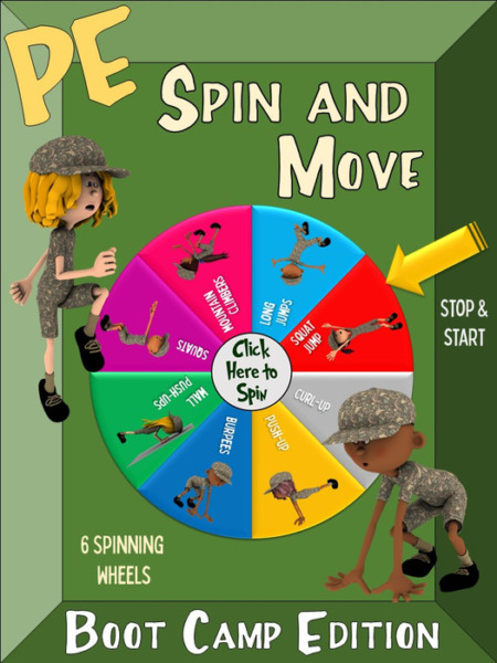 PE Spin and Move- Boot Camp Edition: 6 Spinning Wheels for Engaging Movement