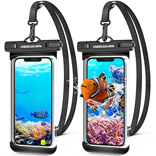 UNBREAKcable Waterproof Pouch Pouch 2 Packs [Up to 7″]- IPX8 Waterproof Phone Case Dry Bag for Swimming, for iPhone 13 13 Pro Max 12 11 XR XS, SE 2022, SE2020, Samsung S22 S22+ S21 FE, Google-Clear