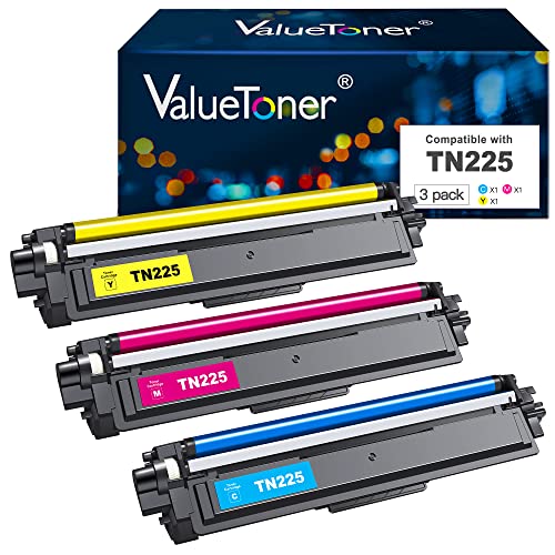 Valuetoner Compatible Toner Cartridge Replacement for Brother TN221BK TN225BK TN221 TN225 TN 221 TN 225 to use with HL-3140CW HL-3170CDW MFC-9330CDW HL-3150CDN Printer (Cyan,Magenta, Yellow,3 Pack)