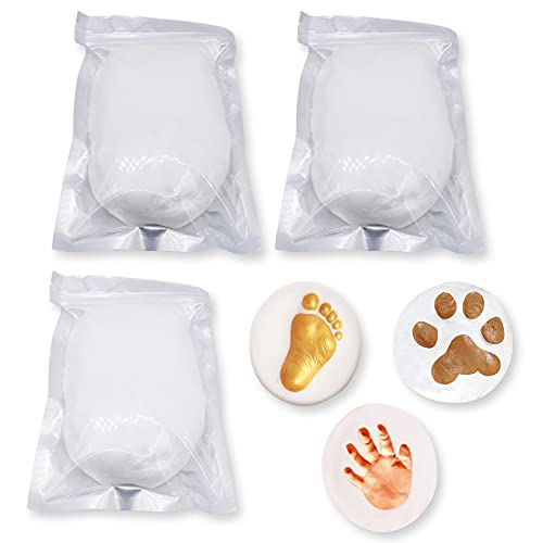 Air Dry Clay for Baby Handprint and Footprint Imprint Clay (3 Packs Whites)