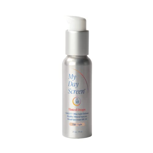 Fair to Light Tinted Drops – SPF 30 Indoor Blue Light Moisturizer Facial Mineral Sunscreen. Broad Spectrum, Vegan, Natural, and Sustainable. 2 oz