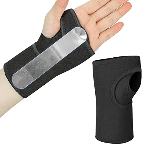 HiRui Wrist Brace, Wrist Support with Splints for Men Women Youth, Hand Support for Carpal Tunnel Arthritis Tendonitis Sprain Recovery Pain Relief, Fits Day&Night, Adjustable (One Size, Right Hand)