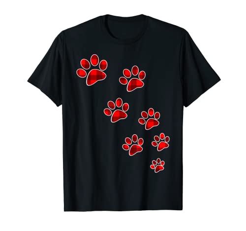 women’s cute dog addict paw buffalo plaid puppy for women T-Shirt
