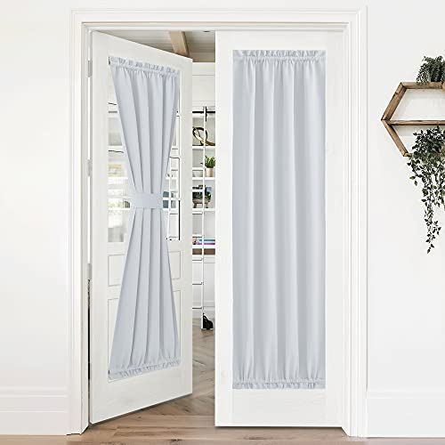 NICETOWN Room Darkening Curtain Panel for Door – Sidelight Sliding Door Drapes Thermal Insulated and Privacy Assured (1 PC, 36″ Wide x 72″ Long, Greyish White)