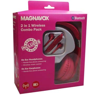 MAGNAVOX Bluetooth 2-in-1 Pink Headset and Earbud Combo MBH571-PK