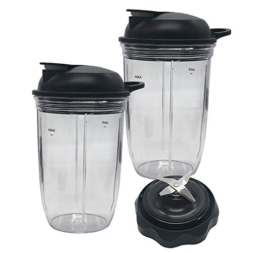 Blender Combo Easy Twist Extractor Blade with 2pcs Juicer personal jar 18oz cup with to go lid,Compatible with NutriBullet Combo Blender 1200W (5, 2 * 18oz cup+2*lid+1*blade)