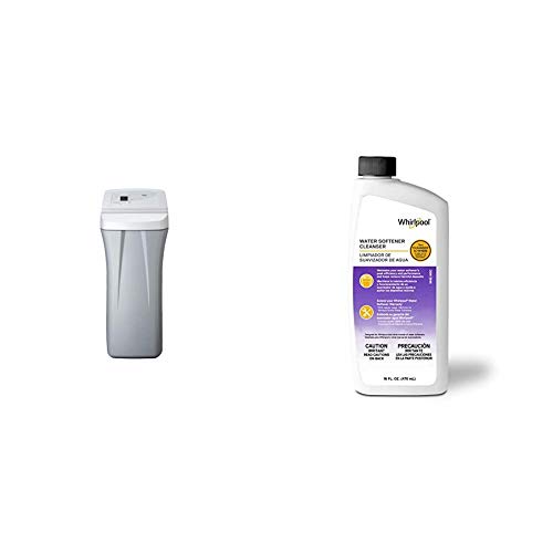 Whirlpool WHES30E 30,000 Grain Softener | Salt & Water Saving Technology | NSF Certified | Automatic Whole House Soft Water Regeneration, 0.75 inches, Off-White & Water Softener Cleanser 16 Ounces
