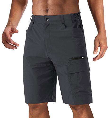CRYSULLY Men’s Outdoor Quick Dry Cargo Shorts Summer Climbing Shorts with Pockets Dark Grey