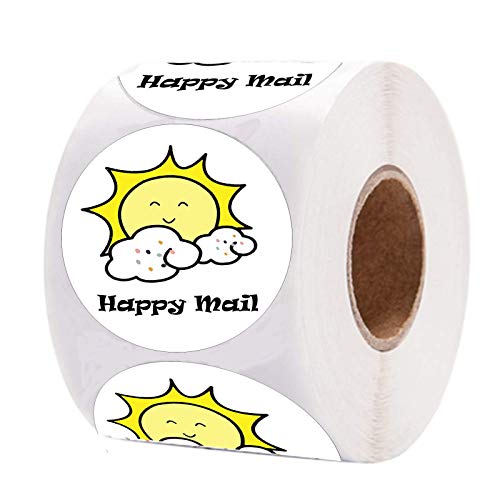 I.5 Inch Happy Mail Stickers Thank You Labels Envolope Seals Sun Stickers – 1.5 Inch 500 Pcs Per Roll