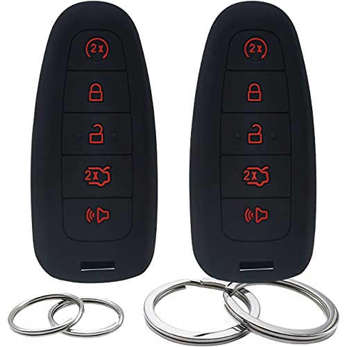 GFDesign 2 Pcs Silicone 5 Buttons Key Fob Cover Remote Case Keyless Protector Compatible with Ford C-Max Edge Escape Expedition Explorer Flex Focus Taurus Lincoln MKS MKT MKX Navigator M3N5WY8609