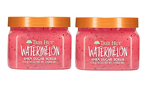 Tree Hut Watermelon Sugar Scrub, 2 pack – 18 oz jars, for hydrated, youthful-looking skin
