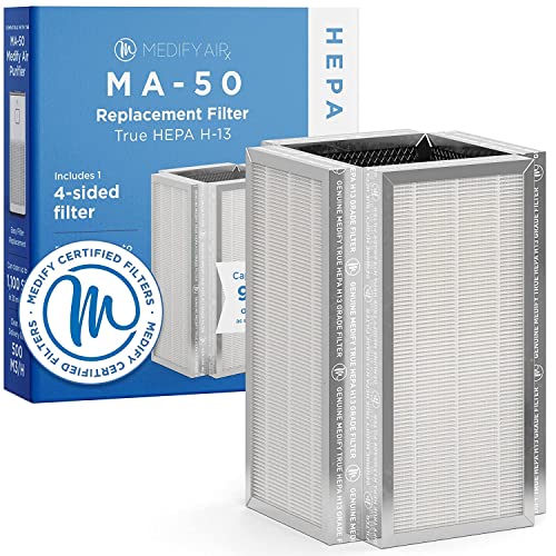 Medify MA-50 Genuine Replacement Filter | for Smoke, Smokers, Dust, Odors, Pet Dander | 3 in 1 with Pre-filter, H13 HEPA, and Activated Carbon for 99.9% Removal | 1-Pack
