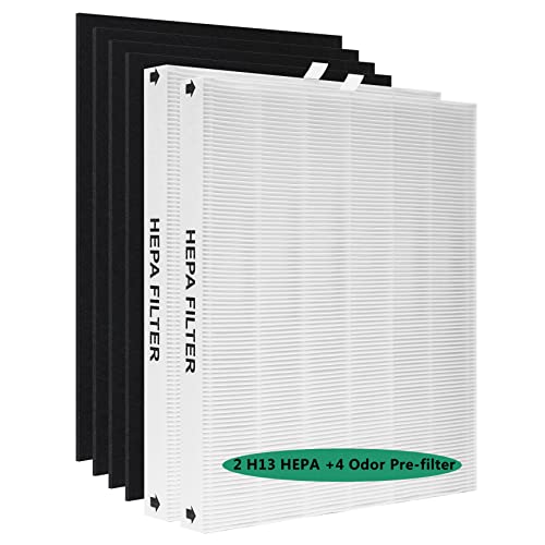 Nyingchi AP-1512HH HEPA Filter Replacement, Compatible with Coway AP-1512HH Mighty, AP-1512HH-FP, AP-1518R, AP-1519P Air Purifier, Item NO #3304899, Include 2 H13 HEPA Filters + 4 Odor Pre-filter