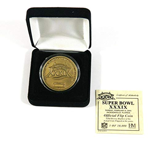 Highland Mint Super Bowl XXXIX Bronze Replica Flip Coin #/7500 – Football Cards