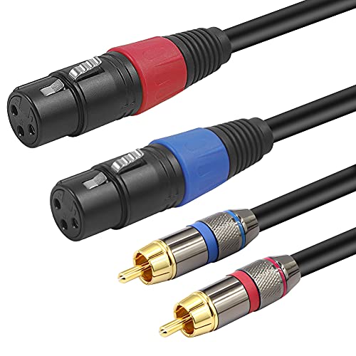 YABEDA XLR to RCA Cable,Heavy Duty Dual XLR Female to Dual RCA HiFi Stereo Audio Connection Microphone Interconnect Cable – 3Feet