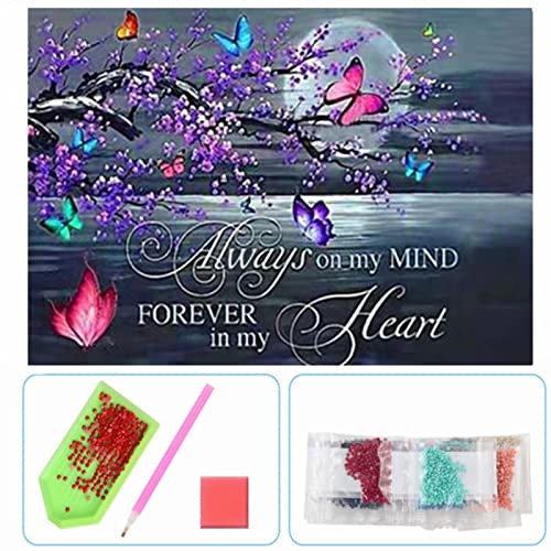 5D Diamond Painting Kits for Adults and Kids, Rhinestone Diamond Arts Kits for Beginners ， DIY 5D Diamond Painting Used for Home Wall Decor Gift Moon Butterfly (14X18 inch)