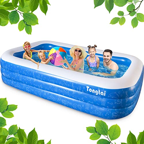 Inflatable Pool, Swimming Pool for Adults and Kids, 120″ X 72″ X 22″ Kiddie Pool, Oversized Thickened Blow up Full-Sized Family Pool, Large Swimming Pool for Backyard Outdoor Indoor Garden