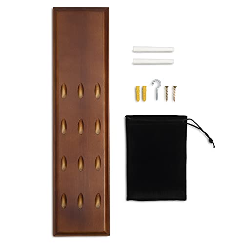 Veradura Solid Wood Wall Dart Holder – Holds and Displays 12 Soft or Steel Tip Darts – Precision Drilled Holes – Complete with 2 Pieces of Chalk for Scoring and an Accessory Bag