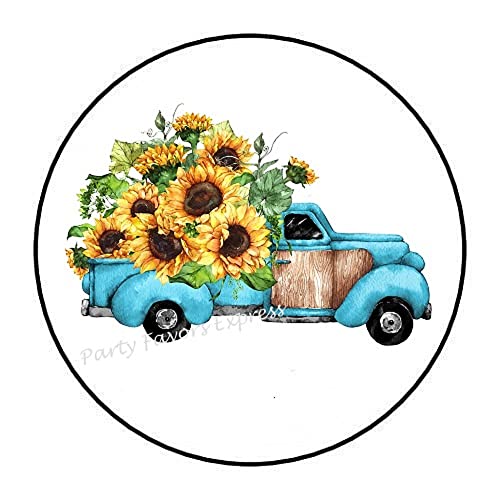 Rustic Truck Sunflowers Envelope Seals Labels 1.5″ Stickers (120)