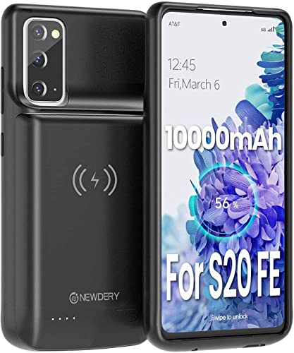 NEWDERY Samsung Galaxy S20 FE Battery Case 10000mAh, Qi Wireless & Fast Charging & Andriod Auto Supported, Portable Extended Charger Case Compatible with Galaxy S20 FE(6.5″)