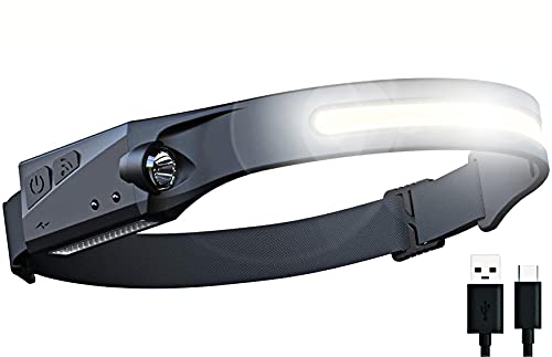 FANT.LUX LED Headlamp with All Perspectives Induction Illumination, 350 Lumens, Lightweight Head Lights, Weatherproof Type C Rechargeable Head Lamp for Running Camping, Sensor Outdoor Headlight