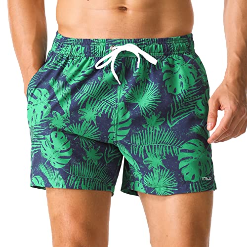 Nonwe Men’s Boardshorts Quick Dry with Pockets Drawstring Soft Beachwear Green & Purple 34