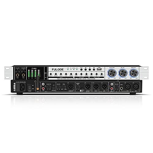 FULODE FX8 II Professional KTV Digital Pre-Stage Effector one-Button Anti-Howling Audio Processor 4input Echo M (Silver – no Microphone)