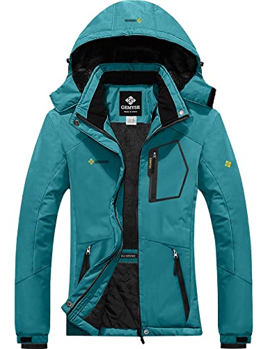 GEMYSE Women’s Mountain Waterproof Ski Snow Jacket Winter Windproof Rain Jacket (Pure Acid Blue 01,XX-Large)