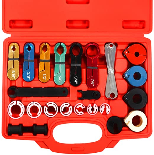 Fuel Line Disconnect Tool Set Master Quick Disconnect Tool Kit for AC Fuel Line Transmission Oil Cooler Line Disconnects Compatible with Most Ford Chevy GM Models Red