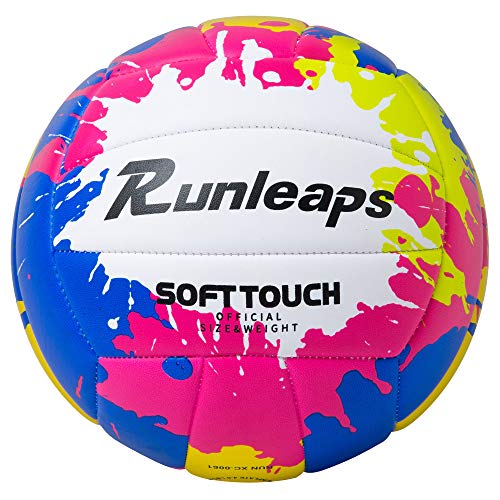 Beach Volleyball Official Size 5 – Runleaps Soft Waterproof Volleyball Sand Sports PU Ball for Indoor, Outdoor, Pool, Gym, Training