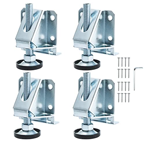 MAOPINER 4 Pack Heavy Duty Leveler Legs with Lock Nuts,Adjustable Furniture Levelers, Furniture Leg Leveler,Leveling Feet for Furniture,Cabinets,Workbench,Table,Shelving Units