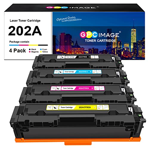 GPC Image Compatible Toner Cartridge Replacement for HP 202A CF500A 202X to use with HP Color Pro MFP M281fdw M281cdw M254dw M281fdn M254 M281 Toner Printer (Black Cyan Yellow Magenta, 4-Pack)