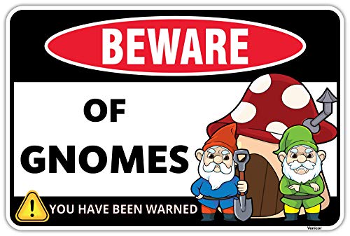Venicor Gnome Sign Decor – 8 x 12 Inches – Aluminum – Funny Gnome Gifts for Women – Gnome Decorations for Home Stuff