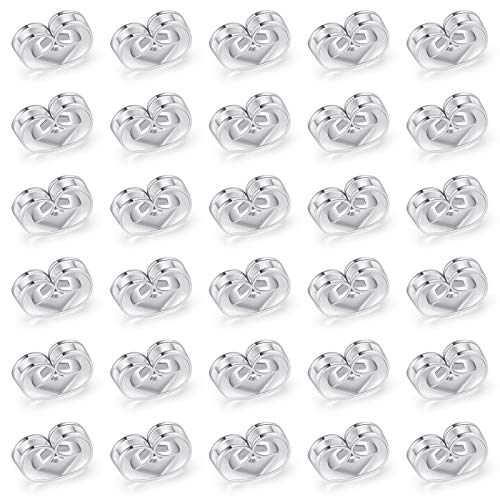 Catmade S925 Sterling Silver Plated Earring Backs for Studs Secure, 30Pcs/15Pairs Screw on Earring Backs/Butterfly Earring Backs/Locking Earring Backs, Safety & Hypoallergenic Ear Nut for Studs