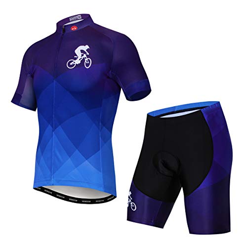 PSPORT Men’s Cycling Jersey Set Short Sleeve Bicycle Clothing 3D Gel Padded Bike Clothes