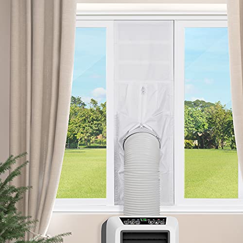 Brosyda Portable AC Window Kit, Air Conditioner Window Vent Kit, 9.8″(W) x 40″~63″(L) Adjustable,Waterproof No Drilling, Easy to Install Window Seal for Portable AC Unit