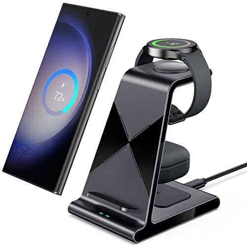 Wireless Charger for Samsung, Charging Station 3 in 1 Compatible with Samsung Galaxy S23 Ultra/S23+/S23/S22 Ultra/S22+/S22/Note 20/Z Fold 4/Z Flip 4, for Galaxy Watch 5 Pro/5/4, Galaxy Buds 2 Pro/Pro